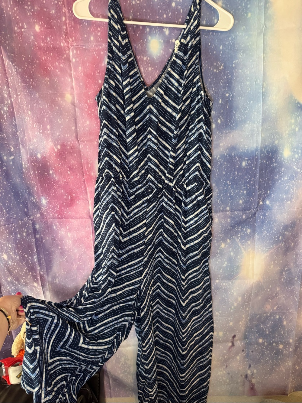 GAP Navy & White Chevron Jumpsuit Size Large